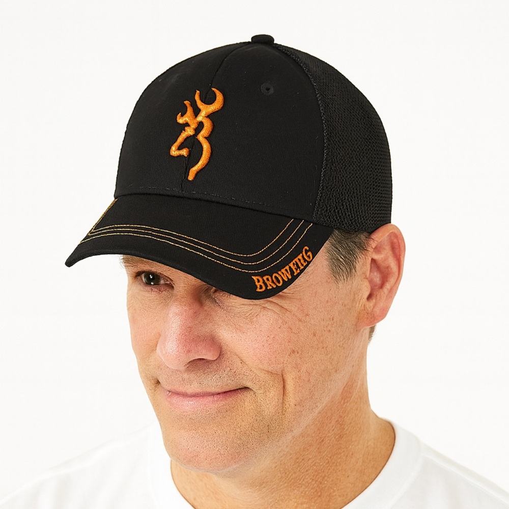 Browning Black Cap with Vibrant Orange Logo